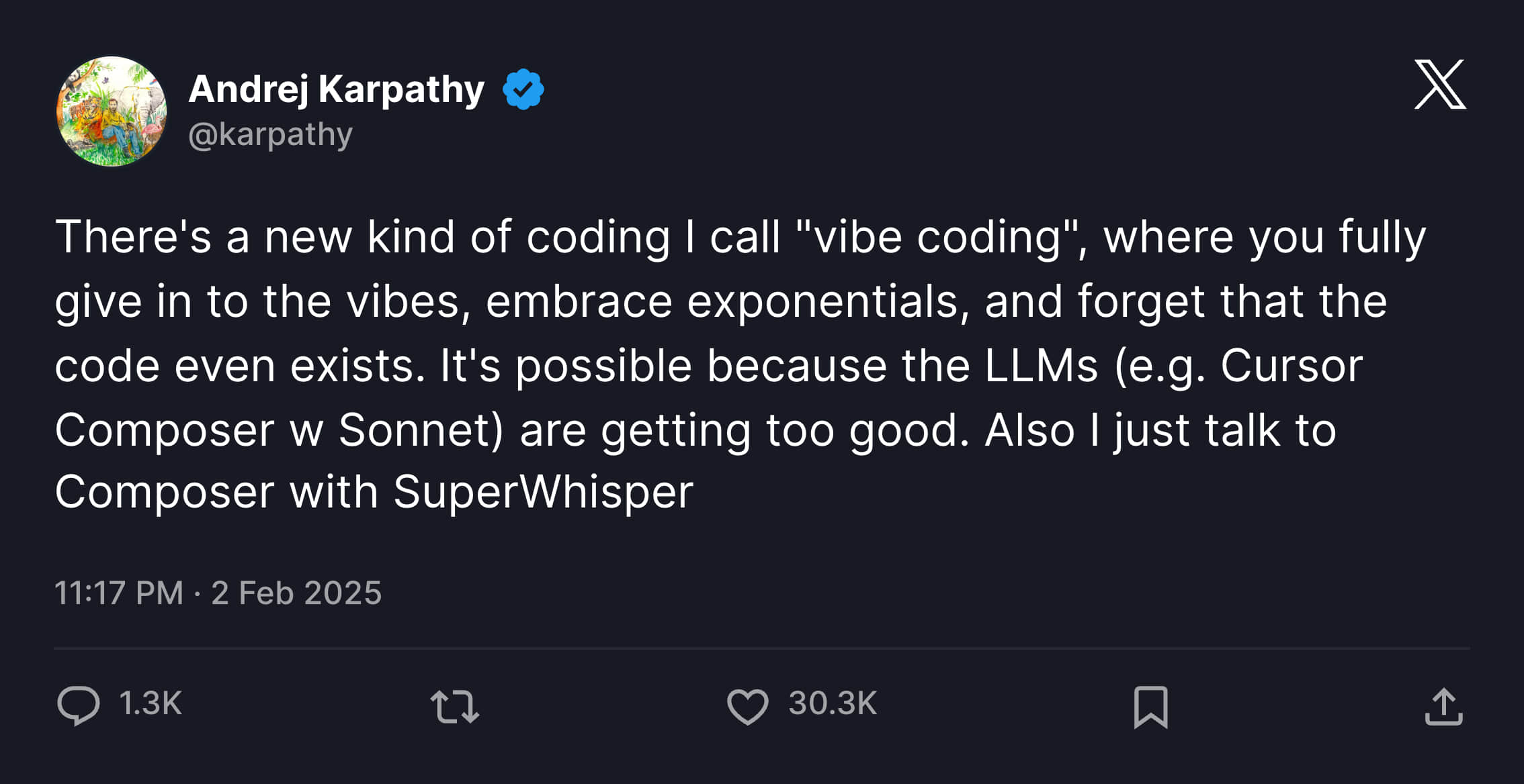 Vibe Coding Tweet
